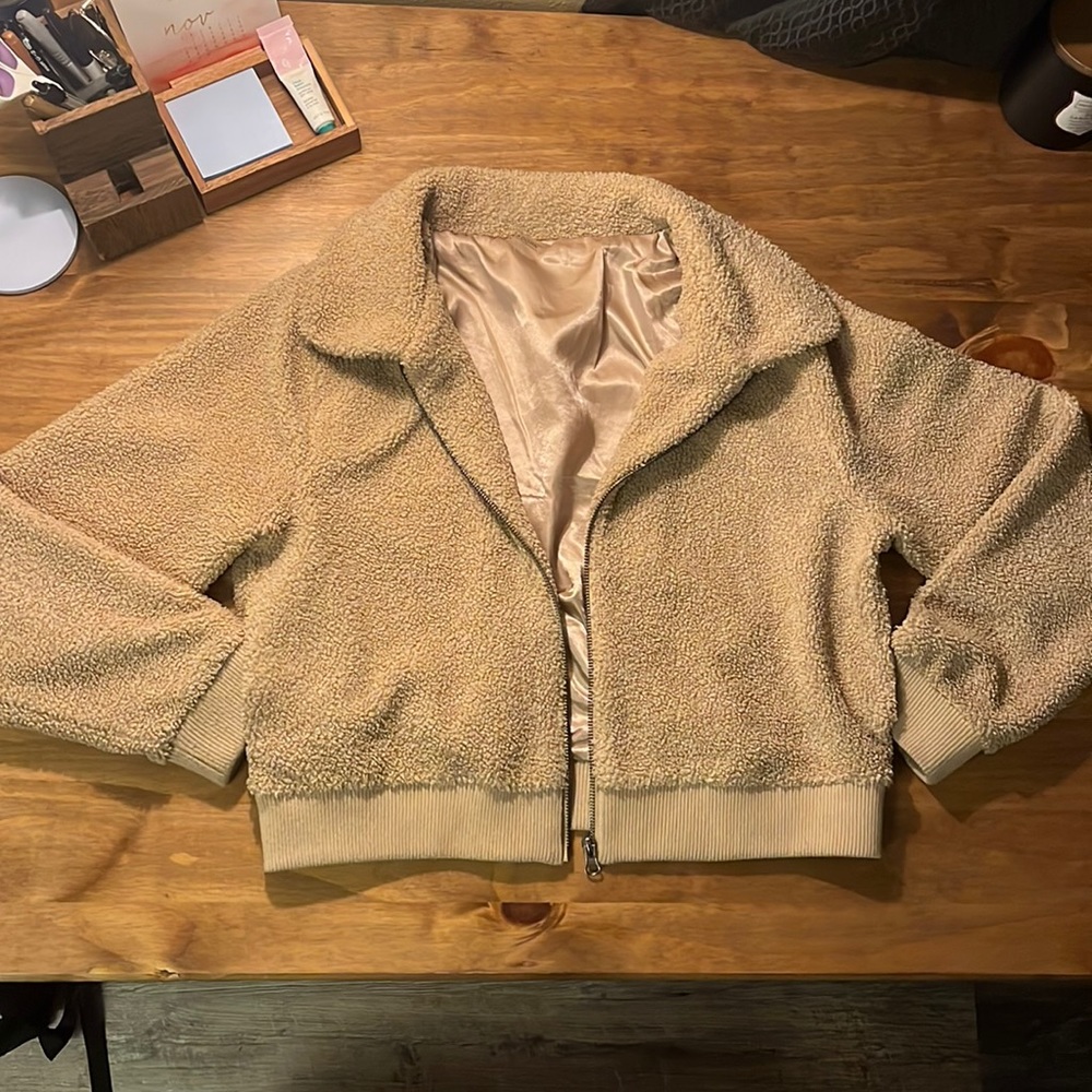 Adorn cropped teddy jacket